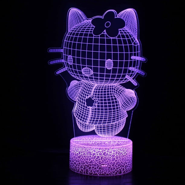 Lámpara de noche de Hello Kitty, regalo de cumpleaños en 3D, adornos creativos, lámpara de mesa pequeña, lámpara de ambiente de celebridades de Internet, lámpara de mesa de escritorio creativa
