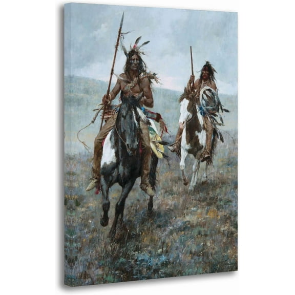 Prairie Knights Indian Nation Horses Poster Decorative Painting Canvas Wall Art Living Room Posters Bedroom Painting 16x24inch(40x60cm)