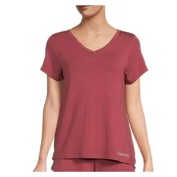 Calvin Klein Womens 1-Piece Logo Pajama Top, Medium, Raspberry