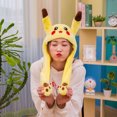 thumbnail image 3 of Cute Animal Plush Hat Rabbit Pikachu Ear Moving Cap Dancing Toy Scarf Ears and Paws Hat Cosplay, 3 of 4