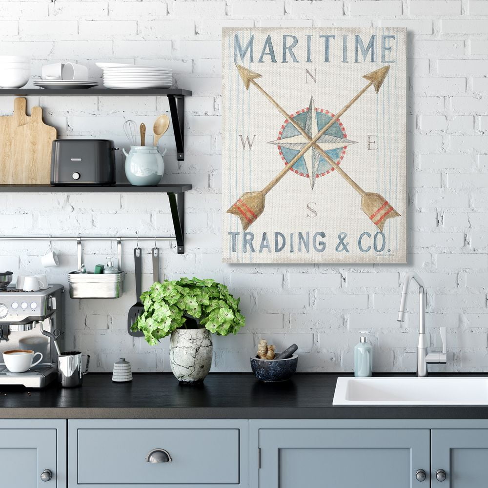 Stupell Industries Crossed Arrow Nautical Compass Pastel Watercolor Canvas Wall Art Design by Danhui Nai, 30" x 40"