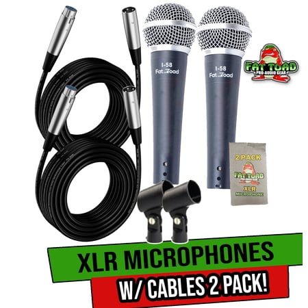 Fat Toad Vocal Microphones with XLR Mic Cables & Clips (2 Pack) - Cardioid Dynamic Handheld  Unidirectional for Studio Recording  Live Stage Singing  DJ  Karaoke - Pro Audio 20ft Mic Cords  3-Pin Wire price history on PriceWatchPro