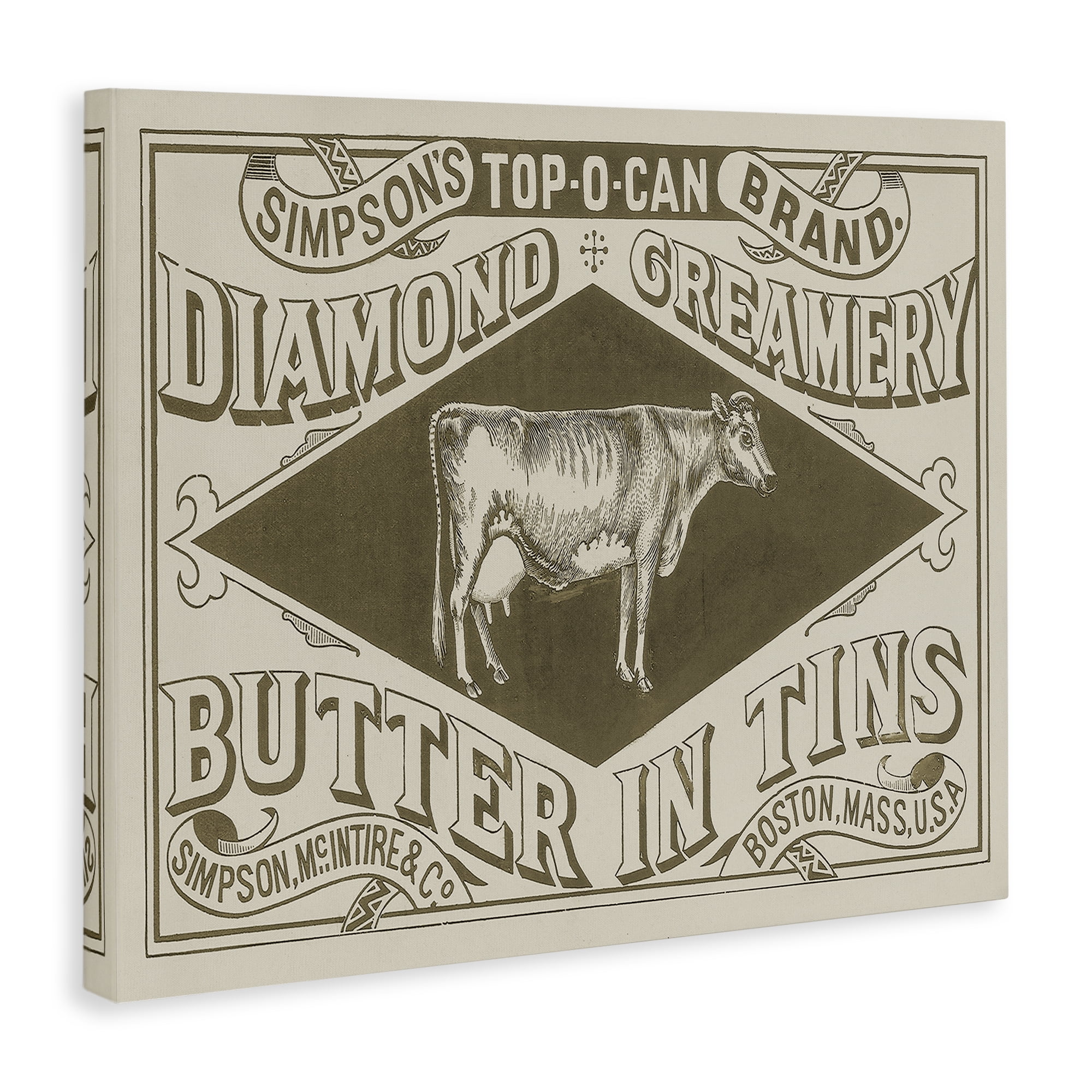 Stupell Industries Vintage Creamery Advertisement Food & Beverage Painting Wrapped Canvas Art Print Wall Art, 40 x 30