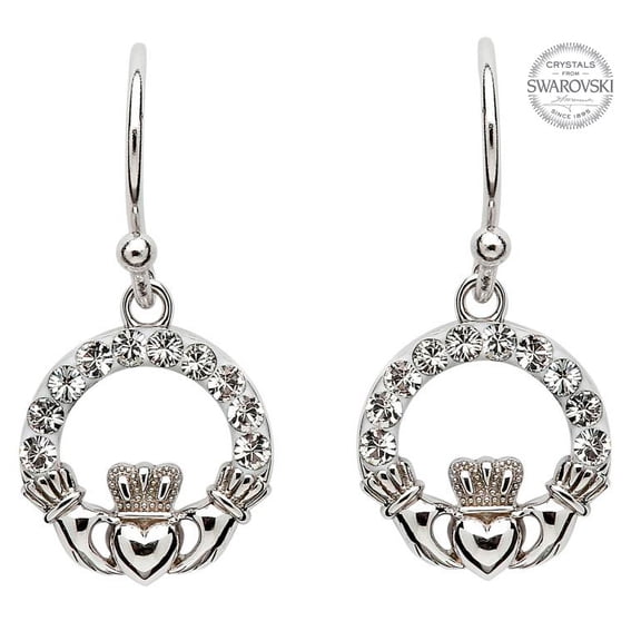 ShanOre Women's Claddagh Irish Earrings with Crystals By Swarovski