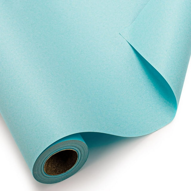 Rollo de papel para envolver Burymento Kraft, 43 cm x 10 m, color azul claro