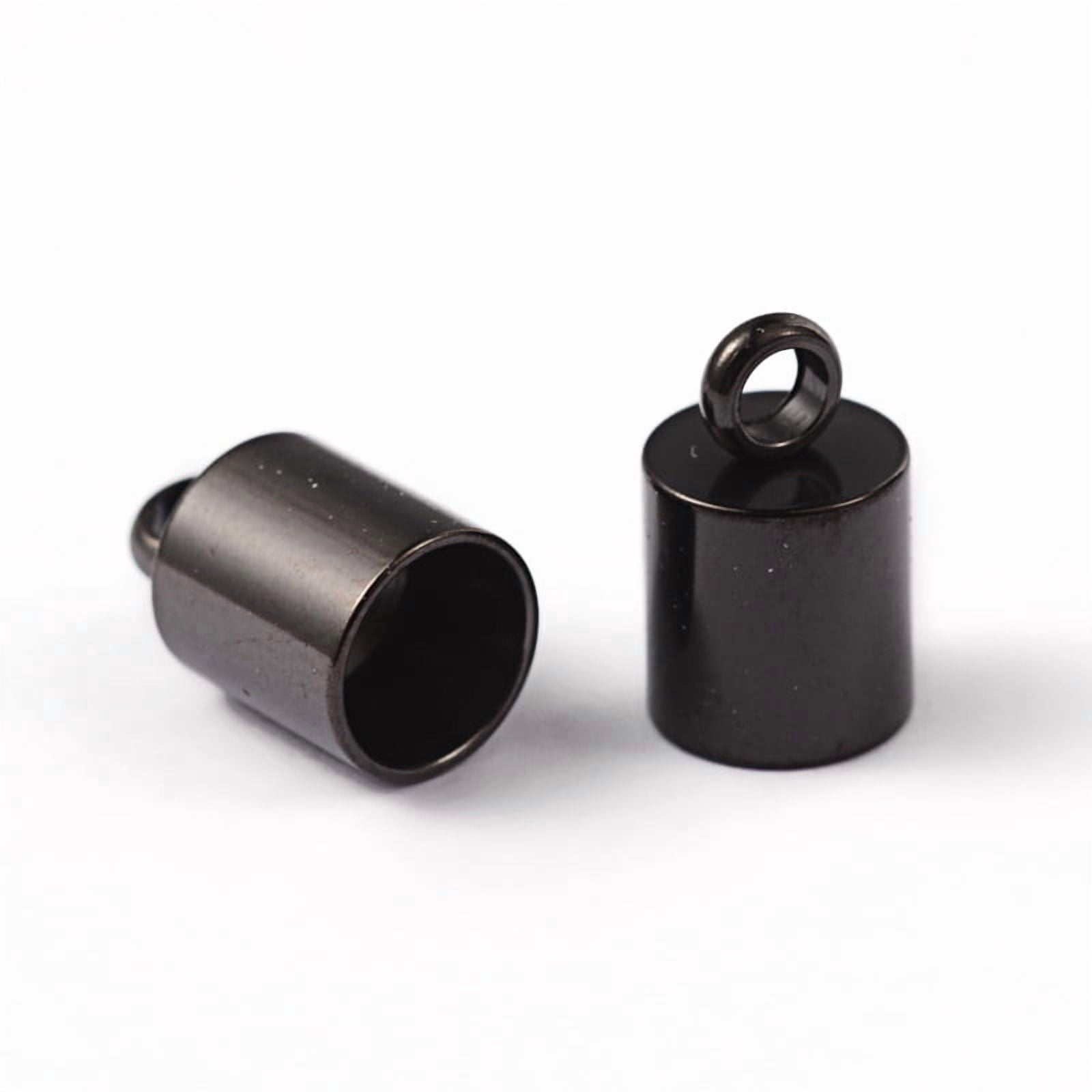 Column 304 Stainless Steel Cord Ends Ion Plating(IP) Electrophoresis Black 10x6mm Hole: 2mm Inner Diameter: 5mm