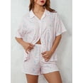 thumbnail image 6 of Women’s 2 Piece Pajamas Set Short Sleeve Print Button Down Shirt + Shorts Set Loungewear, 6 of 10