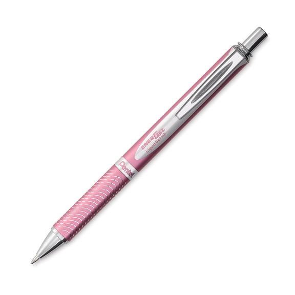 EnerGel EnerGel Alloy Retractable Premium Liquid Gel Pen, (0.7mm) Metal Tip, Medium Line, Pink Barrel, Black Ink