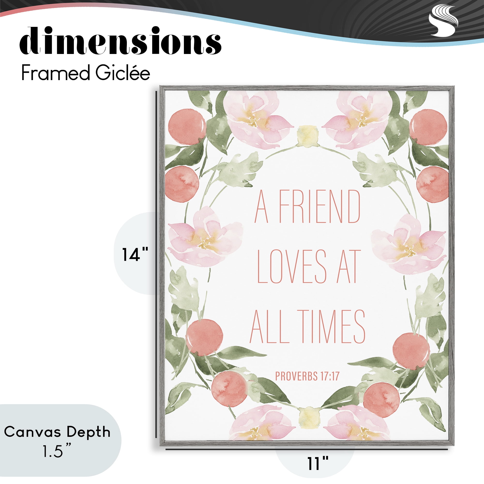 Stupell Industries A Friend Loves At All Times Gray Framed Giclee Art, design by Lucille Price