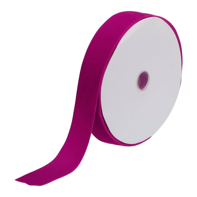 Unique Bargains Velvet Ribbon 1 1/2 Inch x 10 Yard Single Face Spool in rose red. The ribbon is made of soft velvet material, measuring 4 cm wide and 9 meters long. It is displayed on a white spool with a smooth, silky texture, suitable for DIY crafts, gift wrapping, and decorative projects.