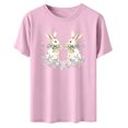 thumbnail image 6 of Feancey Women's Cute T-Shirts Easter Egg Holiday Shirt Funny Casual Short Sleeve Round Neck Tops Summer Loose Bunny Tees Dark Gray L, 6 of 7