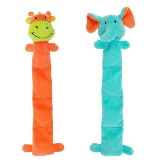 Dog Toys Safari Squeaker Mat Pals Stuffing Free Body 13.5" Long Choose Character (Both Toys)