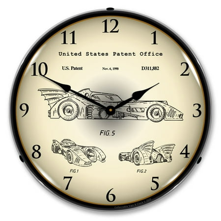 Collectable Sign and Clock 1990 Batman Batmobile Patent LED Lighted Premium Wall Clock