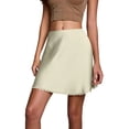 thumbnail image 2 of Gamivast Womens Slip Skirt High Waisted Smooth Silky A Line Satin Skirt Side Invisible Zipper Delicate Floral Lace Trim Hem Short Mini Skirt Cocktail Party, 2 of 8