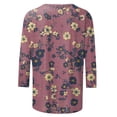 thumbnail image 5 of VBTAPA 3/4 Length Sleeve Shirts for Women Fashion 2025 Boho Summer Blouses Casual Loose Crewneck Tee Tops Limited Time Sales Multicolor M, 5 of 6