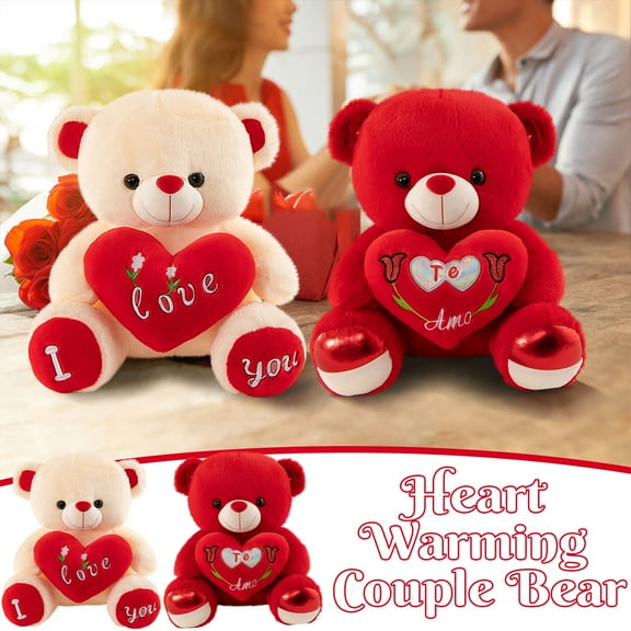 KOYPTL 12 Inch Plush Teddy Bear Stuffed Animals Ultra-Soft Cuddly Toy for Boys Girls Women Adults, Ideal Valentine's Day Gift & Huggable Decor for Her Girlfriend Lover White
