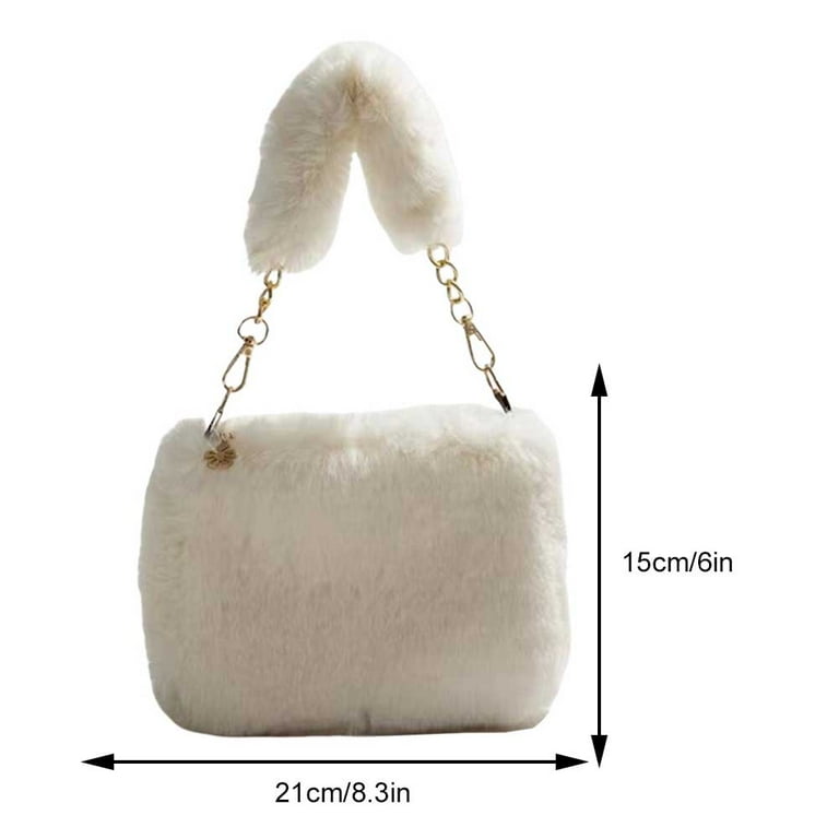 Women Fuzzy Crossbody Bag Casual Plush Tote Handbag Daily Dating
