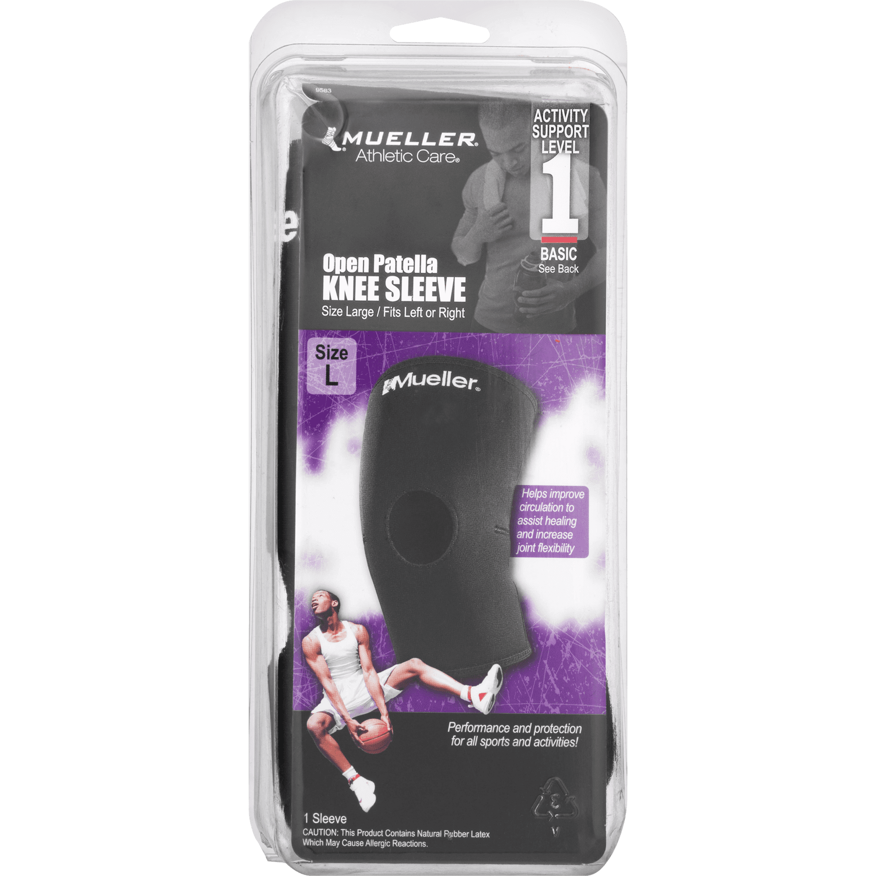 Mueller Open Patella Knee Sleeve, Large. Unisex, Black