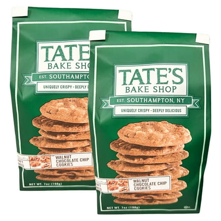 Tate’s Bake Shop Walnut Chocolate Chip Cookies 7 Oz 2 Pack, Crispy Gourmet Snack Kosher Treat