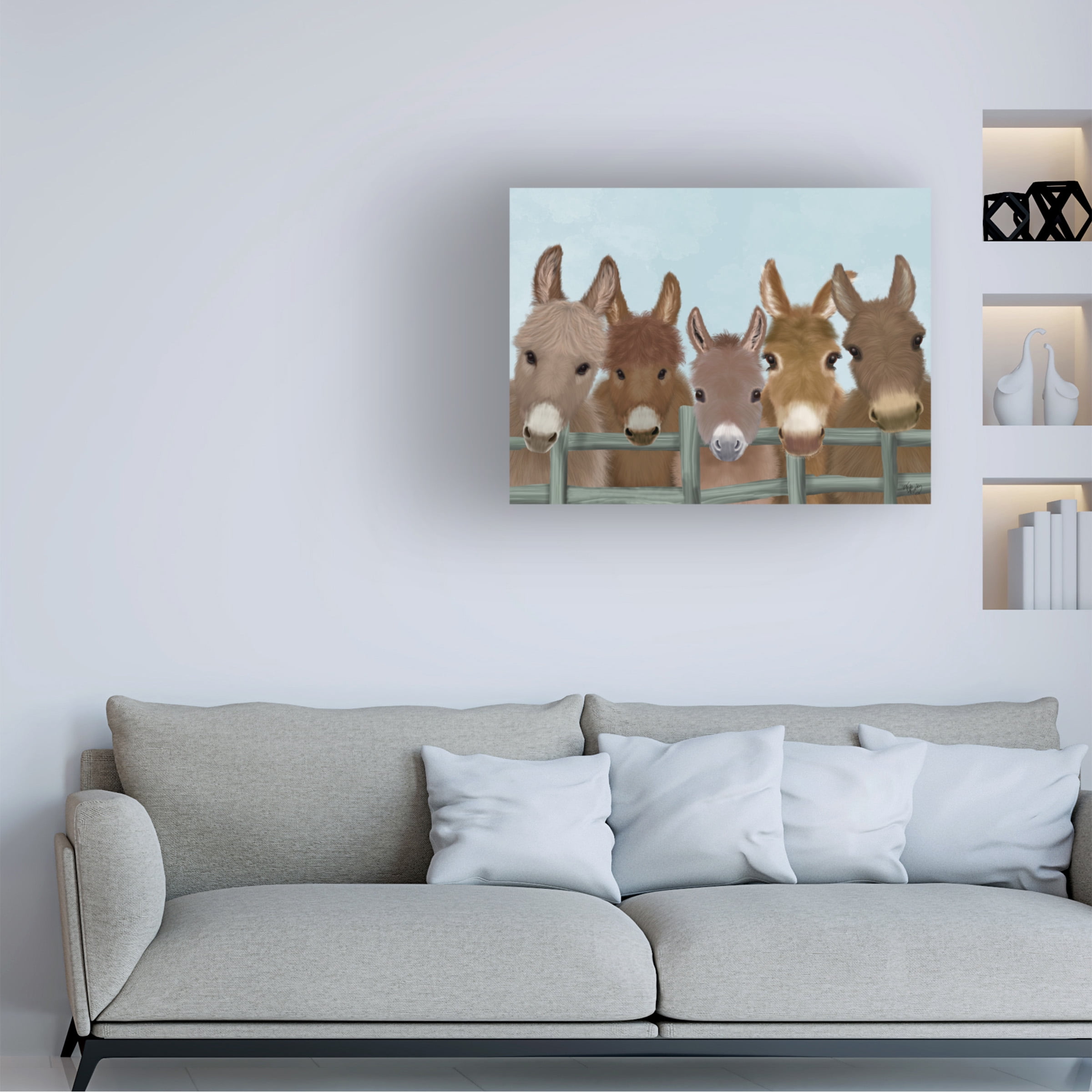 Fab Funky 'Donkey Herd at Fence' Canvas Art