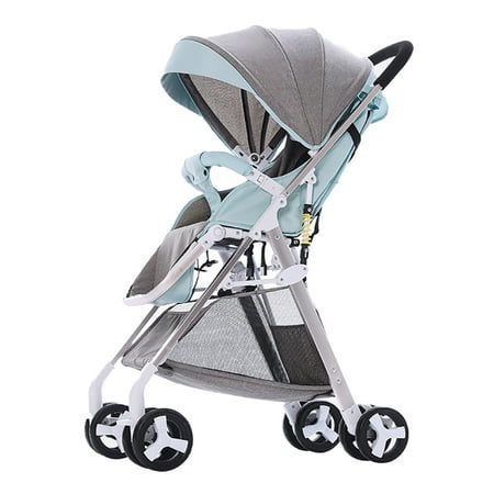 Baby Stroller High View Pram One Step Fold Lightweight Convertible Baby Carriage with Multi-Positon Reclining Seat Extended Canopy for Infant Toddler (Best Lightweight Pram Australia)