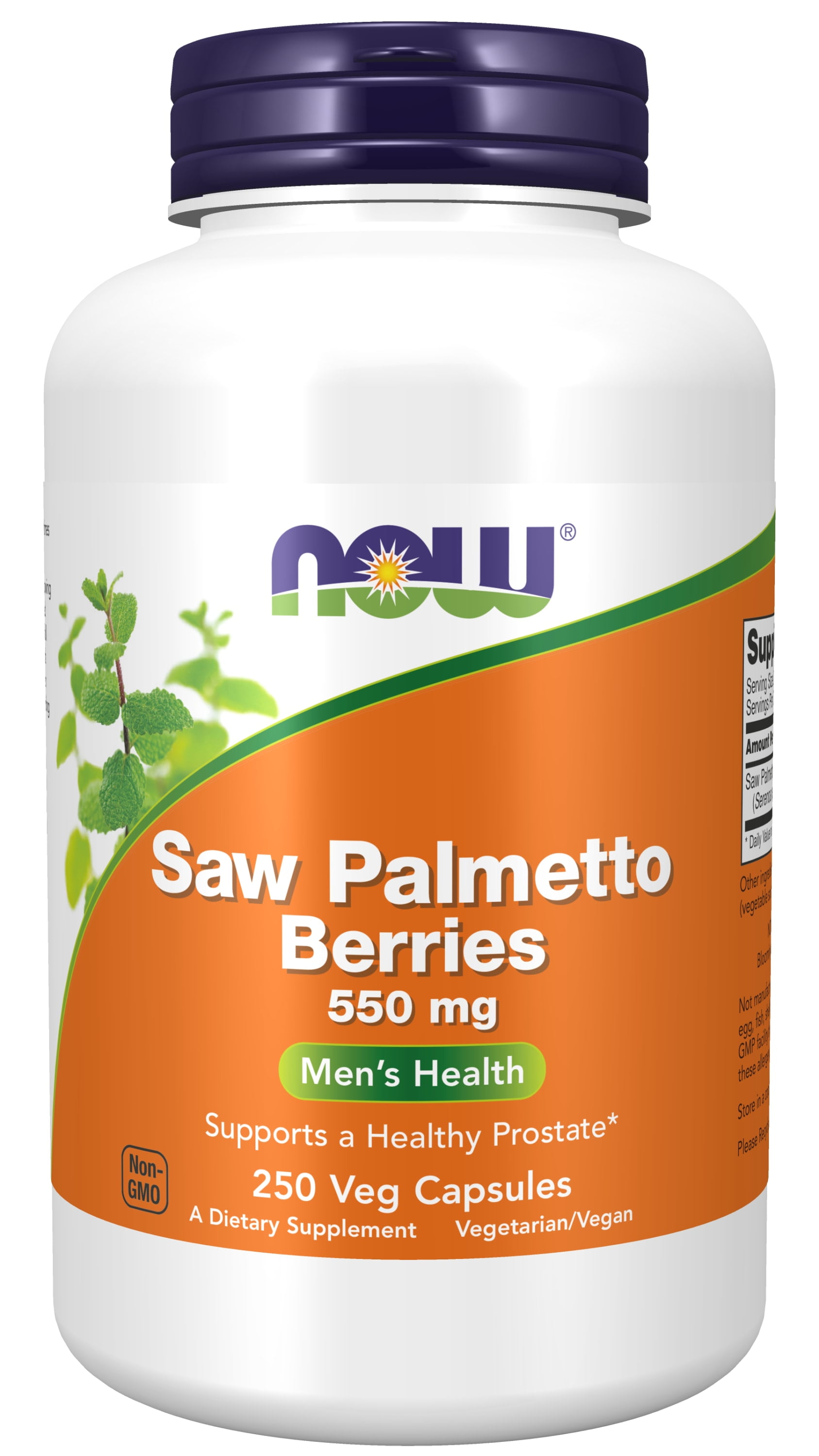 NOW Supplements, Saw Palmetto Berries (Serenoa repens) 550 mg, Men's Health*, 250 Veg Capsules