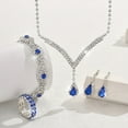 thumbnail image 5 of JUSIP Stylish Bridal Wedding Jewelry Set with 5 Colors to Choose from, Luxury Necklace + Earrings Pair + Bracelet + Ring Set Suitable for Dance Parties, 5 of 10