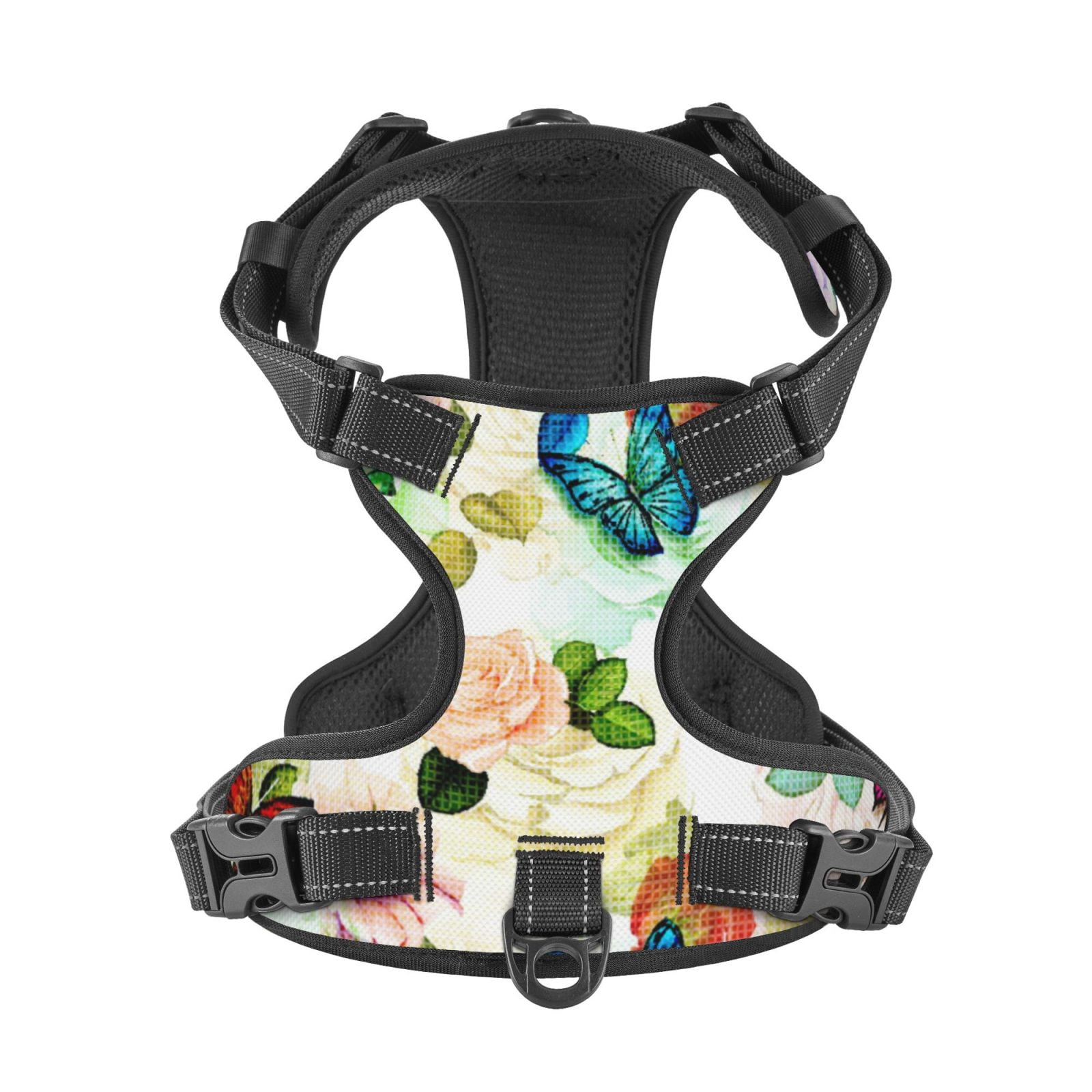 Kdxio Floral Vintage Print No Pull Dog Harness Adjustable Reflective Oxford Easy Control Medium Large Dog Harness for Training and Everyday-Large