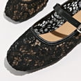 thumbnail image 4 of Women's Lace Mary Jane Flats with Buckle Strap, Breathable Mesh Square Toe Casual Shoes, Footwear for Parties, Summer and Everyday Wear Black 37, 4 of 9