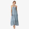thumbnail image 2 of Women Solid Color Spaghetti Maxi Dress Petite Length Strap V Neck Long Ruched Midi Dress Splicing Chic off Shoulder Knee Length Dress for Women Sleeveless Casual Dress, 2 of 5