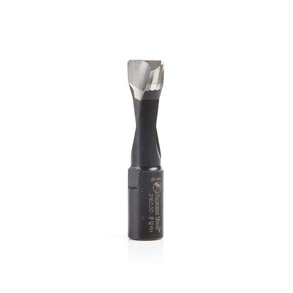 Amana Tool 316030 Punta de carburo 2 flautas RH Rotación 10 mm D x 28 mm CH x M8x1 Rosca para máquina de unión Domino para Festool