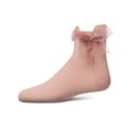 thumbnail image 2 of MeMoi Girls Tulle-Bow-Trimmed Mercerized Cotton-Rich Ankle Sock - Girls - Female, 2, Blush, 2 of 6