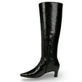 thumbnail image 3 of Franco Sarto Women's Andria Pointed Toe Knee High Boot Black Croc Patent Leather 9.5M, 3 of 5