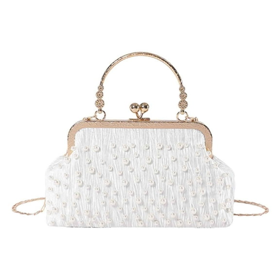 MUSOIE Purses for Women Pearl Crossbody Bag with Chain Strap Evening Bag for Wedding Prom Party