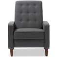 thumbnail image 3 of Bowery Hill Mid-Century Fabric Tufted Recliner in Gray/Walnut, 3 of 12