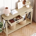 thumbnail image 4 of CazToi Mesa consola de ratán con 2 cajones, mesa de entrada estrecha con patas de madera de bambú, mesa de sofá boho detrás del sofá, 4 of 7
