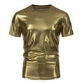 thumbnail image 2 of WTXUE T-Shirts Short Sleeve, Crew Neck Shirts for Men Sports T Shirt Casual Lapel Shiny T Shirt Top Solid | Dancewear for Men Gold M, 2 of 7
