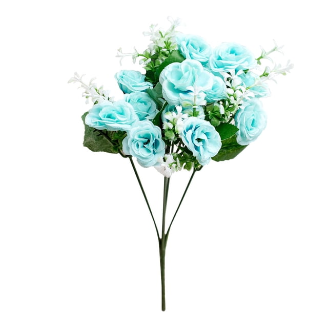Naiovety Flores artificiales de peonía de seda, ramo de rosas de 30cm, decoración para fiesta de boda Flores artificiales azul