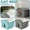 thumbnail image 3 of Outdoor Cat House, Foldable Warm Pet Cave, Rainproof Shelter, Insulated Winter Habitat, Animal Tent, Portable Weatherproof Enclosure, Feline Refuge Station for Feral Cat Puppy Bunny (Blue, S), 3 of 7