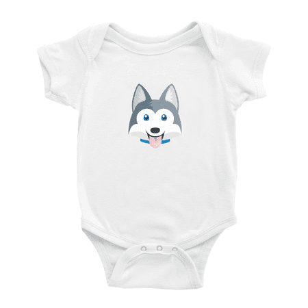 

Cartoon Husky Dog Funny Baby Romper Boy Girl Unisex