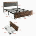 thumbnail image 2 of Queen Size Bed Frame, Storage Headboard with Charging Station and 2 Drawers, Solid and Stable, Noise Free, No Box Spring Needed, Easy Assembly, Vintage Brown and Gray, 2 of 9
