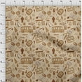 thumbnail image 4 of oneOone Polyester Spandex Light Brown Fabric Kids Craft Projects Decor Fabric Printed By The Yard 56 Inch Wide, 4 of 4