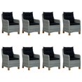 thumbnail image 2 of vidaXL 9 Piece Outdoor Dining Set with Cushions Poly Rattan Light Grey, 2 of 5