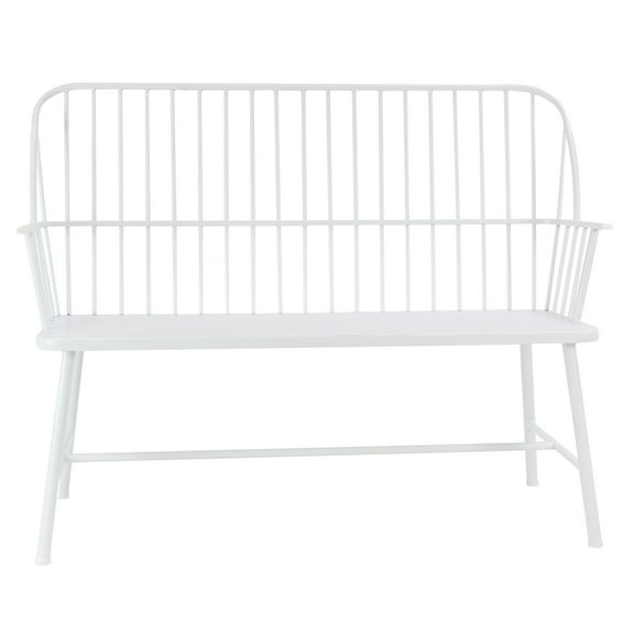 DecMode Metal Outdoor Bench, White