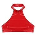 thumbnail image 5 of Alvivi Women's Glossy PVC Leather Halter Neck Sleeveless O Neck Vest Crop Top Streetwear Tops Red 4XL, 5 of 7