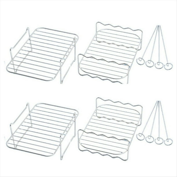 2X Estante de Freidora de Aire para Cesta Doble, Accesorio de Freidora de Aire, Estante Multicapa, para Ninja Foodi DZ201 DZ40 Freidora de Aire de Cesta Doble