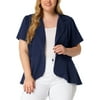 MODA NOVA Plus Size Blazer for Junior Casual Short Sleeve Button Blazers Jacket