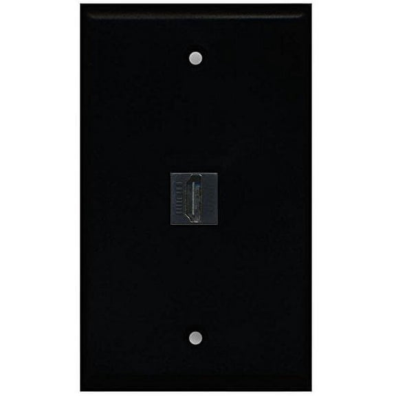 RiteAV HDMI Black Wall Plate 1 Gang Flat Black