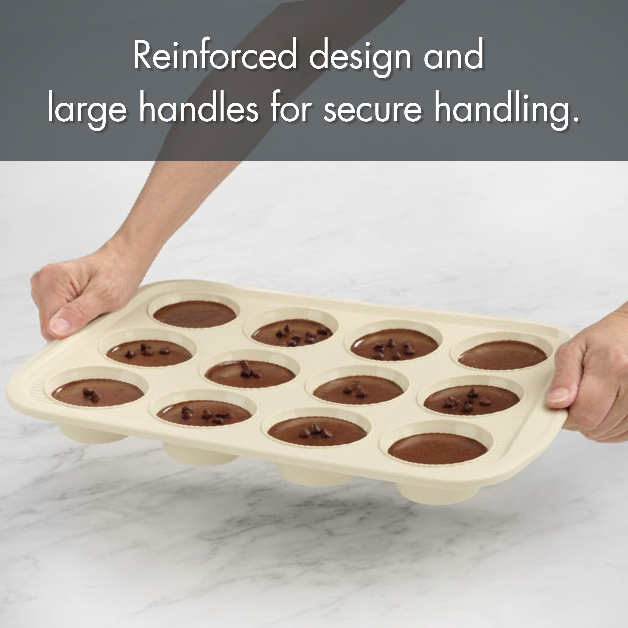 Mainstays 17-Piece Silicone Bakeware Set with Reinforced Steel Frame and Reusable Baking Cups, Papyrus Beige