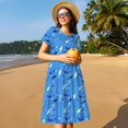 thumbnail image 4 of Easygdp Cute Shark para Vestido Transpirable de Mujer, Vestido Suelto de Manga Corta con Pliegues y Bolsillos para el Verano, 4 of 6
